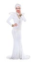 Drag Queen in White Dress Performing Royalty Free Stock Photo