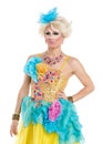 Drag Queen in Yellow-Blue Dress Performing Royalty Free Stock Photo