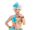 Drag Queen in Yellow-Blue Dress Performing Royalty Free Stock Photo