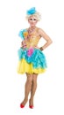 Drag Queen in Yellow-Blue Dress Performing Royalty Free Stock Photo