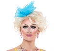 Drag Queen in Yellow-Blue Dress Performing Royalty Free Stock Photo