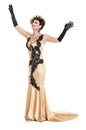 Drag Queen in Yellow Dress Performing Royalty Free Stock Photo