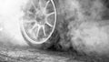 Drag racing car burn tire in preparation for the race Royalty Free Stock Photo