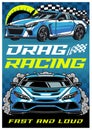 Drag racing colorful vintage sticker Royalty Free Stock Photo