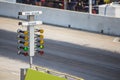 Drag racing stage lamp signal at quarter mile circuit Royalty Free Stock Photo