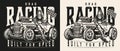 Drag racing vintage monochrome label Royalty Free Stock Photo