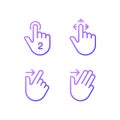Drag and swipe gestures gradient linear vector icons set Royalty Free Stock Photo