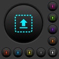 Drag to upload dark push buttons with color icons Royalty Free Stock Photo