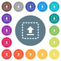 Drag to upload flat white icons on round color backgrounds
