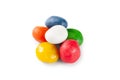 Dragee candy. A pile of multi-colored dragee candies on a white background Royalty Free Stock Photo