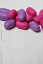 Dragee for refreshment of breath. Different color. Lying on a white surface Royalty Free Stock Photo