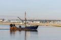 Dragger Buzzards Bay homebound on winter morning Royalty Free Stock Photo