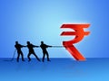 Dragging Indian rupee symbol, India development, Indian Economy, Financial, business, profit making, illustration Royalty Free Stock Photo