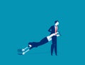 Dragging a Partner. Concept business vector illustration Royalty Free Stock Photo