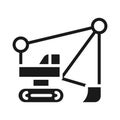 Dragline excavator black glyph icon