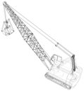 Dragline excavator. Construction equipment isolated vector. Heavy equipment vehicle. The layers of visible and invisible