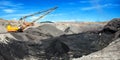 Dragline on open pit coal mine Royalty Free Stock Photo