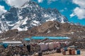Dragnag lodges mountain village & x28;4640m& x29;. Everest Base Camp trail route trekking. Himalaya, Nepal. Royalty Free Stock Photo