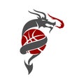 Dragon Basketball Logo Design Mascot Template Vector Isolated