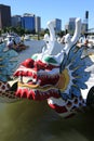 Dragon boat, downtown marina Portland OR. Royalty Free Stock Photo