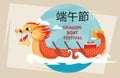 Dragon Boat Festival greeting card on abstract background.