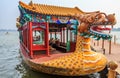 Dragon boat on the Kunming Lake in Beijing China at Beihai Park Royalty Free Stock Photo