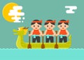 Dragon Boat with Paddler Dragon Boat festival vector