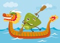 Dragon boat & rice dumpling cartoon characters illustration