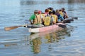 Dragon boat rowing practice