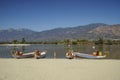 Dragon boat at Santa Fe Dam Recreation Area Royalty Free Stock Photo