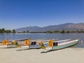 Dragon boat at Santa Fe Dam Recreation Area Royalty Free Stock Photo