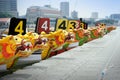 Dragon Boats at the dock. Royalty Free Stock Photo