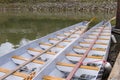 Dragon boats docked at a marina Royalty Free Stock Photo