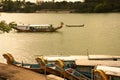 Hue, Vietnam, the perfume river. Tourist dragon boats. Royalty Free Stock Photo