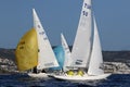 Dragon boats sailing and competing for Dragon Cup in Bodrum, Turkey