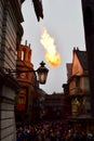 Dragon breathing fire at Universal Studios