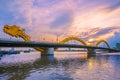 Dragon Bridge in Da Nang, vietnam at night Royalty Free Stock Photo