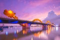 Dragon Bridge in Da Nang, vietnam at night Royalty Free Stock Photo