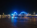 Dragon bridge landmark of Danang City, Vietnam on night scene Royalty Free Stock Photo