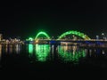 Dragon bridge landmark of Danang City, Vietnam on night scene Royalty Free Stock Photo