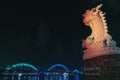 Dragon bridge night light in danang vietnam