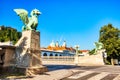 Dragon Bridge during a Sunny day in Ljubljana