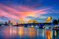 Dragon bridge at twilight in Da nang, Vietnam Royalty Free Stock Photo