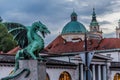 The Dragon Bridge Zmajski most, Ljubljana, Slovenia Royalty Free Stock Photo