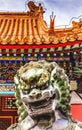 Dragon Bronze Statue Roof Summer Palace Beijing China Royalty Free Stock Photo