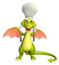 Dragon cartoon character with chef hat and spoons