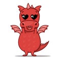 Dragon cartoon character. Cute red dragon with heart eyes. Sticker emoticon with in love, infatuation, adoration emotion