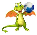 Dragon cartoon character with earth Royalty Free Stock Photo