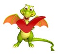 Dragon cartoon character with right sign