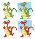 Dragon Cartoon Mascot Character Set. Collection Royalty Free Stock Photo